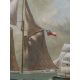 David Higgins, "At Sea Under a Chilean flag" a large Oil painting on wood of 19th century four - Image 7 of 9