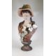 Very large ceramic bust of a lady wearing a hat, hat and blouse decorated with grapes and vines, - Image 2 of 4