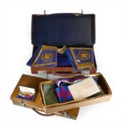 A collection of Masonic aprons, cuffs and regalia (Staffordshire), various books, jewels and medals,