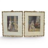 Two framed artwork prints to include 'The Serenade' and 'The Cavalier's Kiss, by Joseph Frederick