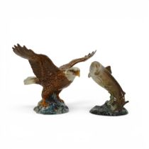Beswick model of a trout, model no.1032, together with Bald Eagle, 1018.