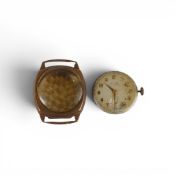 9ct gold Avia gents watch, 9ct gold case weighs 5.3g.