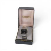 Gentleman's Seiko Alarm Chronograph, stainless steel with steel bracelet, boxed.