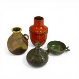 A mid century West German 'fat lava' glaze vase & West German ceramic Jug together with a Chinese