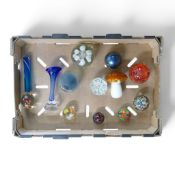 A Selection Of Glass To Include: Floral and Abstract Patterned Paperweights of Vibrant Colours,