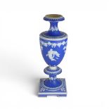 Early 20th century large dip jasperware pedestal vase, unmarked, likely Dudson, height 40cm.