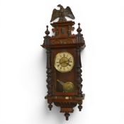 Late 19th/early 20th century Gustav Becker Vienna style wall clock, featuring mahogany style case