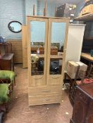 Welcome furniture Dorset ready assembled 2 door / 2 drawer modern oak mirrored wardrobe on castors