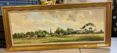 Michael D Barnfather (b.1934), a framed oil on canvas titled ‘Summer at Oving' (nr Chichester) dated
