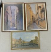 Doris Micallef Two Prints Framed Behind Glass Of St Peter Street and Madina Together With A Print