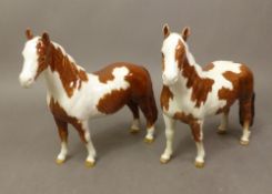 Two Beswick Skewbald Pinto ponies 1373, first and second version (2).