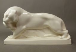 After John Skeaping for Wedgwood 'Escape', figure of a lioness and antelope, colour Moonstone,