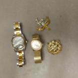 ROAMER: Roamer Brevete gold plated wrist watch on an expanding strap, together with a gentleman's
