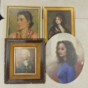 A Selection Of Portrait Pictures To Include: Framed Painted On Glass Lord Horatio Nelson, Dona