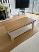 Quality rectangular Oak coffee table with painted base L 120cm x D 60cm x H 47cm (COLLECTION FROM