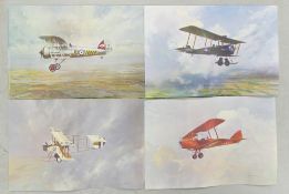 Gerald Coulson prints of various aircraft including Vickers F.B.5 Gunbus, Bristol F.2 Fighter
