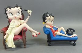 Two Betty Boop resin figures by Fleischer Studios: Betty Boop on Sofa 2003 and Betty Boop Grooming