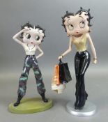 Two Betty Boop resin figures by Fleischer Studios: Betty Boop Shopping 2003 and Betty Boop Soldier