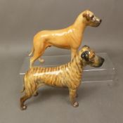Two Beswick Great Dane dog figures (2)