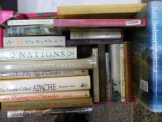 A collection of hardback reference books, mostly on the subject of American history, North