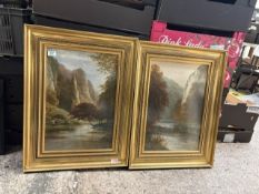 After John THORLEY (British, 1859-1933) Two gilt framed prints of Dovedale, overall size of each