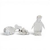 Swarovski large Penguin (010008) retired 1995, Frog Prince(010010) second version retired 1991