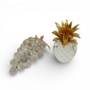 Swarovski Crystal Pineapple with gold leaves, (010044) retired 2007 designed by Max Schreck (very