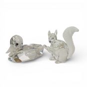 Swarovski Crystal to include:- Mallard Duck with clear body, frosted beak, jet eyes (012723) retired