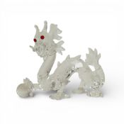 Swarovski 1997 The Fabulous Creatures - The Dragon with red eyes and frosted accents. H:-10cm.