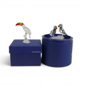 Swarovski Crystal Toucan with fire opal beak presented on a frosted branch (234311) retired 2009