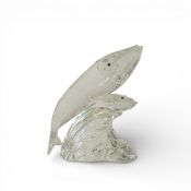 Swarovski 1992 Annual Edition 'Care For Me' - The Whales complimented with blue eyes. H:-10cm,