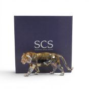 Swarovski Faceted Amber Crystal 'Endangered Wildlife Tiger'(1003148) retired 2010, designed by
