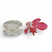 Swarovski 'South Sea' Siamese Fighting Fish presented in a Clear Crystal body with Red Frosted