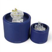 Swarovski Crystal Anna Heart shaped lidded box with decorative crystal yellow ribbon handle (666890)