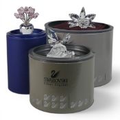 Swarovski Exquisite Accents Group, clear crystal pale yellow centred Orchid complete with cushion (