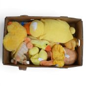 A large selection of plush Bright Yellow Ducks to include:- pencil case, cushion, hand puppet.