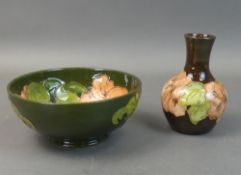 Moorcroft Hibiscus Design To Include: Small Bowl and Bud Vase. Tallest:- 13cm (2)