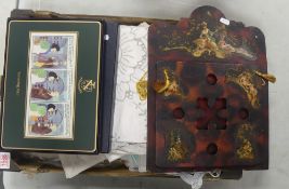 A Selection Of Vintage Linen/Fabric Table Cloths, Napkins Together With Boxed Table Mats with