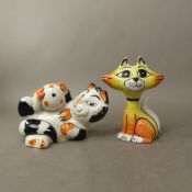 Two Lorna Bailey comical cat figures, Posh and Becks, height of tallest 13cm (2).