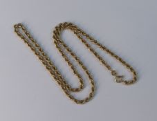9ct gold 18 inch rope twist necklace, 5.7g.