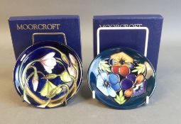 Moorcroft coaster in the Wild Cycleman pattern (second), by Emma Bossons, coaster in the Trinity