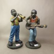 Two large resin 'Jazz Band' figures, height of tallest 36cm (2).