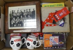 A collection of mainly Stoke City FC memorabilia to include programs, team photo from 1953-54,