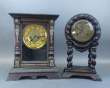 W.L. Gilbert Clock featuring carved wooden case with distinctive spiral or twisted columns