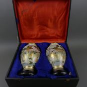A pair of early 20th Century Japanese Satsuma vase, decorated with a Japanese scene in typical