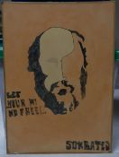 Illustration of the ancient Greek philosopher Socrates on an orange background. (H: 50cm x W: 35cm)