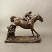 Bronze effect figure of Red Rum, Grand National Winner, produced by Heredities, 21cm in height,