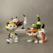Group of four Lorna Bailey comical cat figures, Bonnie, Tishy, Fang and Ruby, height of tallest 13cm