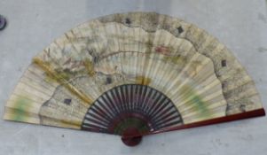 A Large Vintage Oriental Designed Fan 19th/Early 20th Century, with bamboo intricate sticks