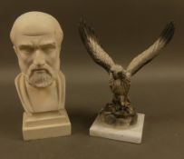 Cream-coloured alabaster bust of Hippocrates, the ancient Greek physician known as the Father of